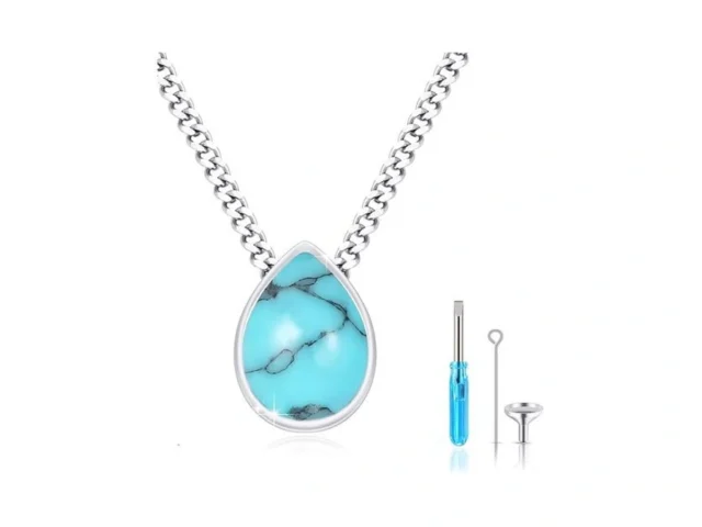 Pctjyfu Turquoise Urn Necklace 925 Sterling Silver… Coupon
