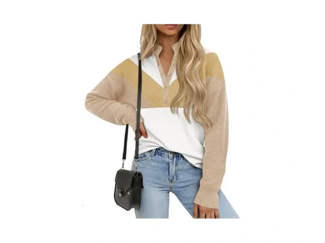 Saodimallsu Womens Color Block Sweaters Mock Neck… Code