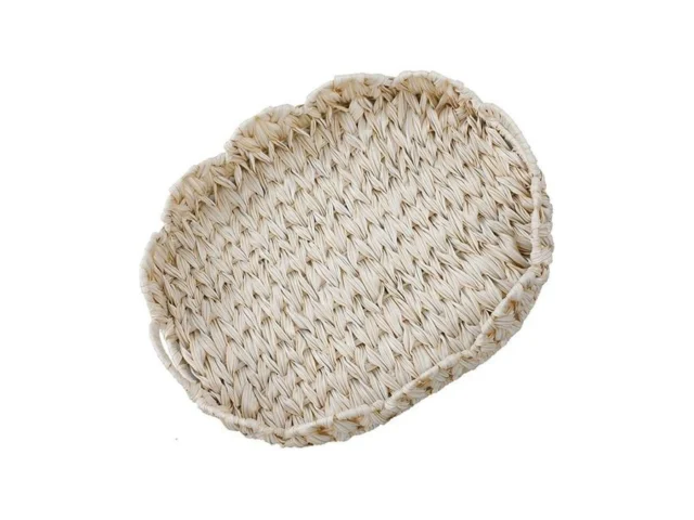 Coeusy 16 5 Inch Round Wicker Tray Boho Decorative… Code