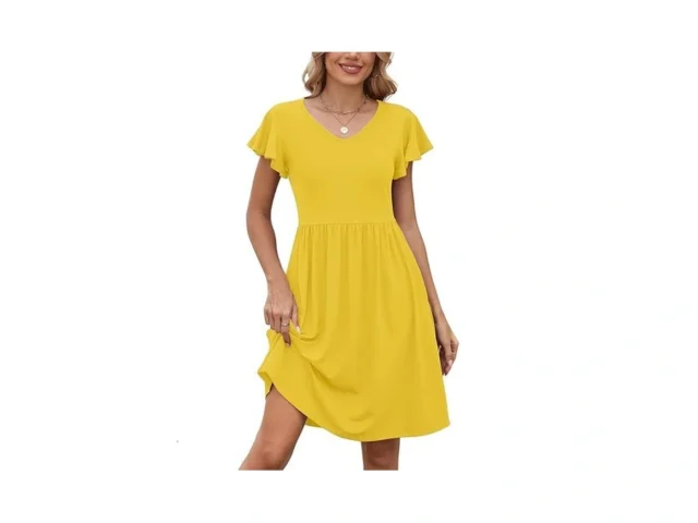 Heymoments Women Summer Dress Yellow Large Ruffle… Code