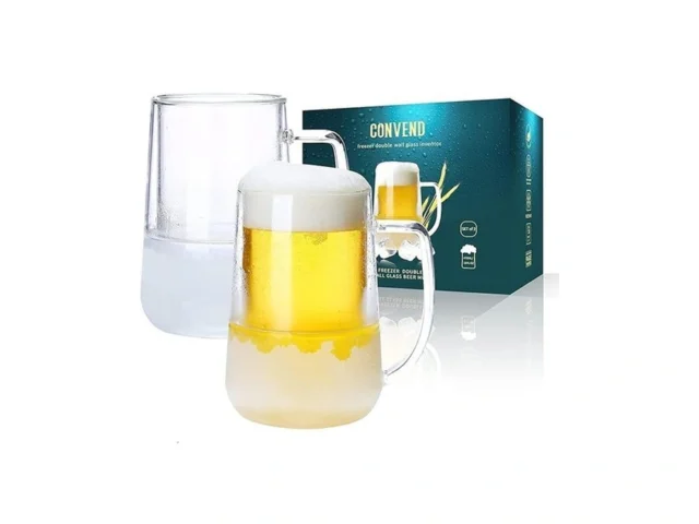 Convend Beer Mugs For Freezer Double Wall Clear… Coupon