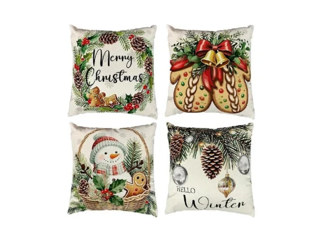 4pcs Merry Christmas Throw Pillow Covers 18×18 Inch… Code