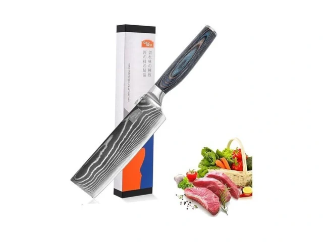 Damascus Nakiri Knife 7-inch Kitchen Nakiri Knives… Code