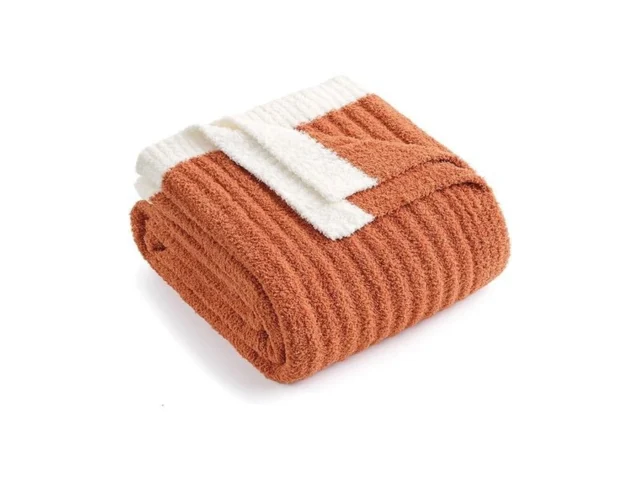 Snuggle Sac Ribbed Burnt Orange Fall Throw Blanket… Code