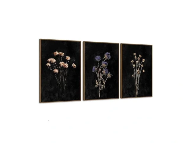Saferryhome Moody Dark Floral Wall Art Set Of 3 -… Code