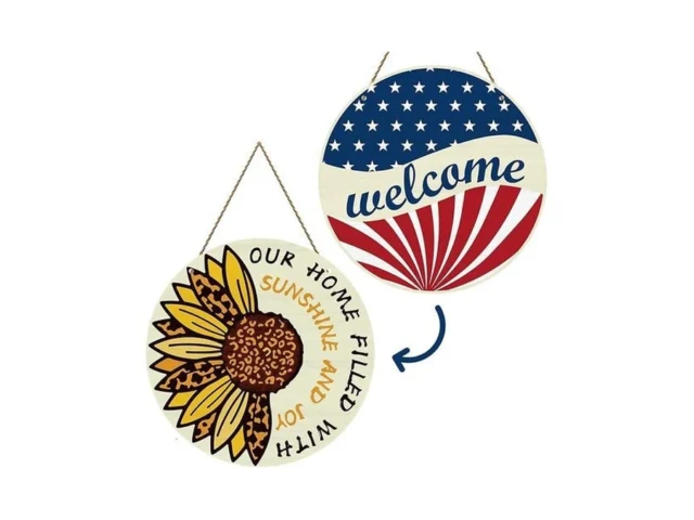 Sunflower Welcome Wood Door Hanger Summer Door Sign… Code