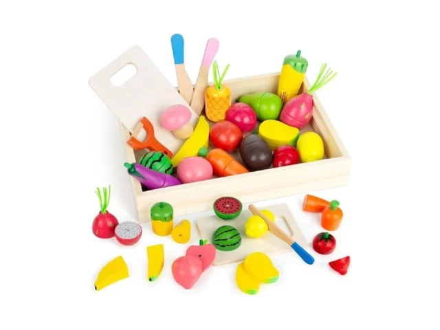 Goplacs Wooden Play Food Sets For Kids Kitchen -… Code
