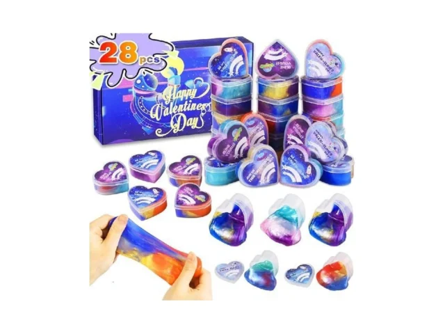 Valentines Day Gifts For Kids 28 Pcs Galaxy Slime… Code