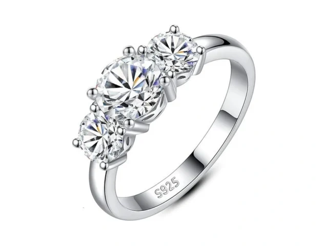 Yodewa 3 Stone Moissanite Engagement Rings 925… Coupon