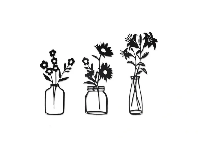 Qzgxdeco Black Metal Flower Wall Decor Metal Vase… Code