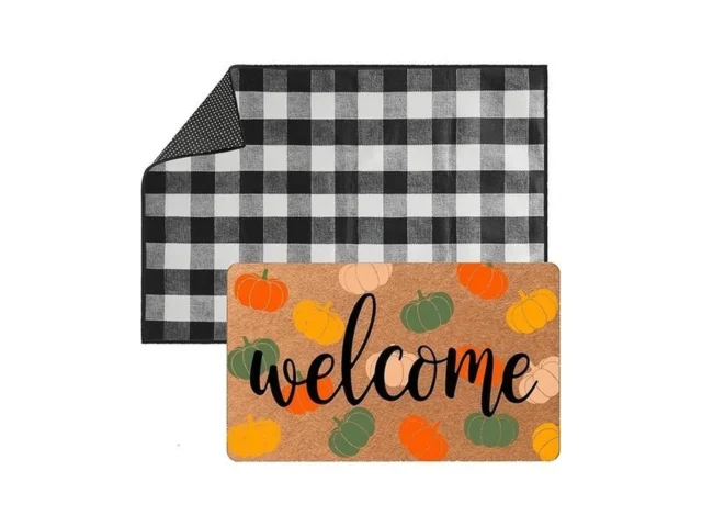 Tinideya 2 Pcs Fall Welcome Doormat 23×35 In… Code