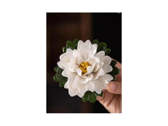 Porcelain Peony Incense Stick Holder 3 8in White… Code