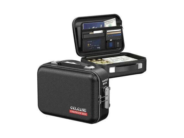 Colcase Fireproof Money Box With Lock Hard Case… Coupon