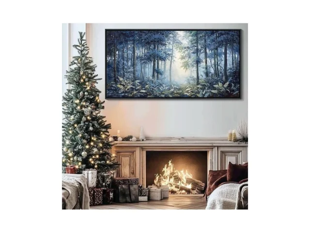 Forest Canvas Wall Art For Living Room – Navy Blue… Coupon