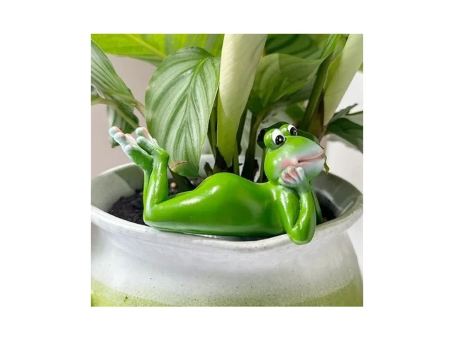 Kaiwern Cute Climbing Frog Figurines Flower Pot… Code