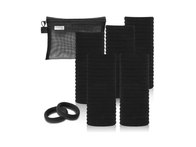 Black Hair Ties 100 Pack Nylon Elastic Bands For… Code