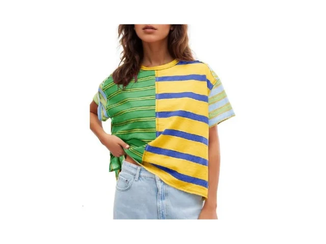 Tankaneo Womens Summer Striped Shirts Casual Color… Code