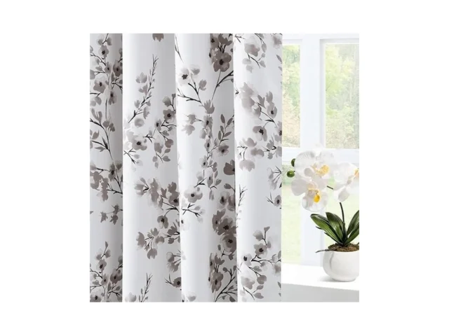 Homeideas Taupe Floral Blackout Curtains 52 X 96… Code