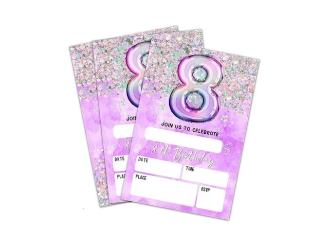 8th Birthday Invitation Cards Holographic Balloons… Code
