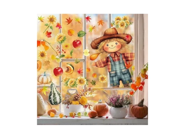 9 Sheets Fall Window Clings Double Sided Autumn… Code