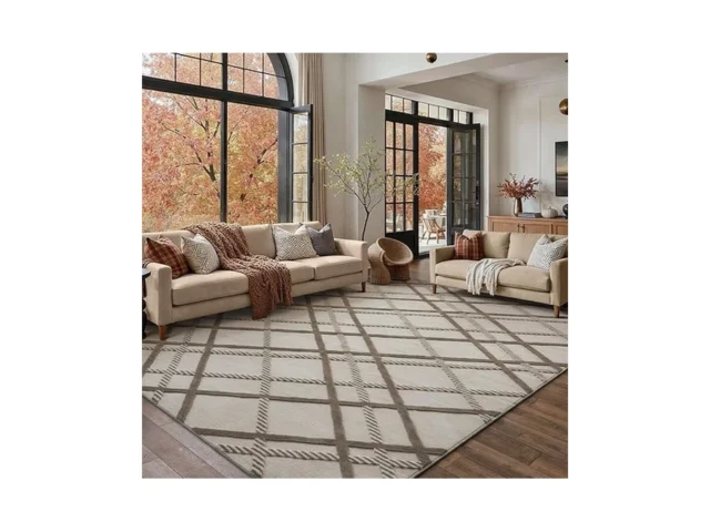 Hugear 8×10 Shag Area Rug Brown Modern Neutral… Code