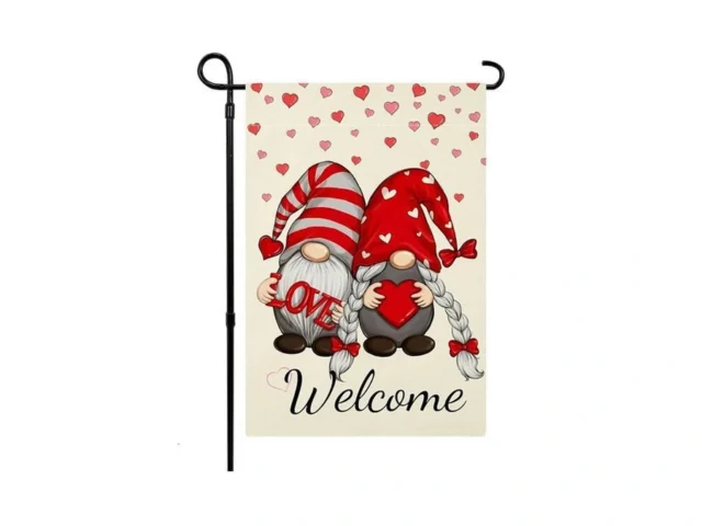 Valentines Day Garden Flag Double Sided Love Gnomes… Code