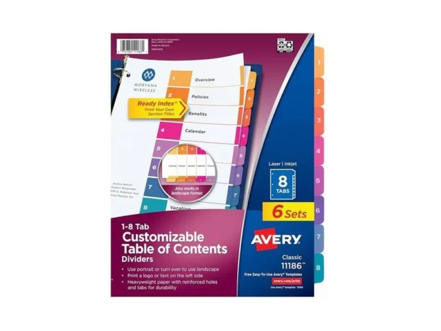 Avery 8 Tab Dividers For 3 Ring Binders… Coupon