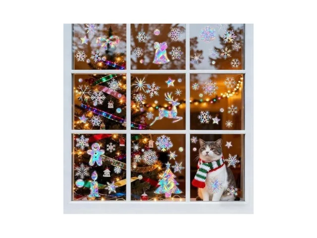 81 Pcs Snowflake Window Clings Christmas Window… Code