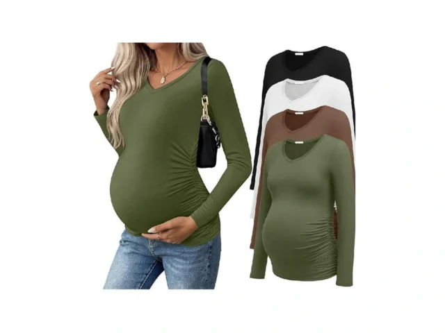 Ekouaer Womens Maternity Shirts Long Sleeve 4 Pack… Code