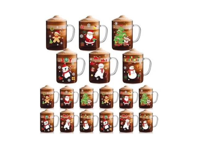 Baderke 24 Pcs Christmas Glass Mugs Set 16 Oz… Code