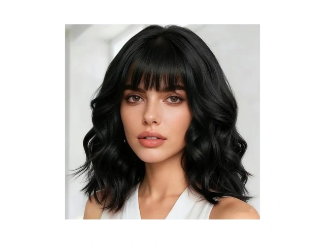Andromeda Black Wavy Wig With Bangs Soft Short Bob… Code
