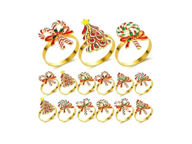 Willbond 12 Pieces Christmas Napkin Rings Holders… Code