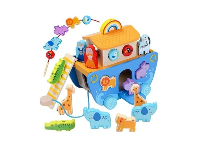 Tooysea Wooden Noah S Ark Toy With Animal Shape… Code