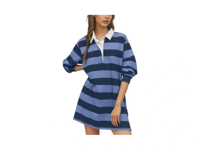 Msbesyor Women Striped Polo Sweatshirt Dress Long… Code