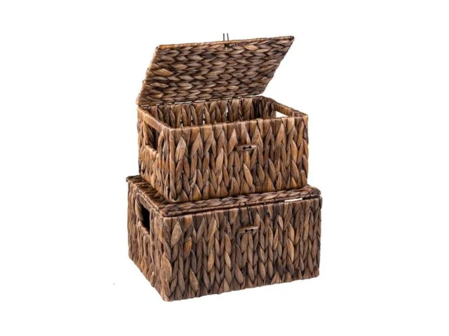 Fairyhaus Brown Wicker Storage Basket With Lid… Code