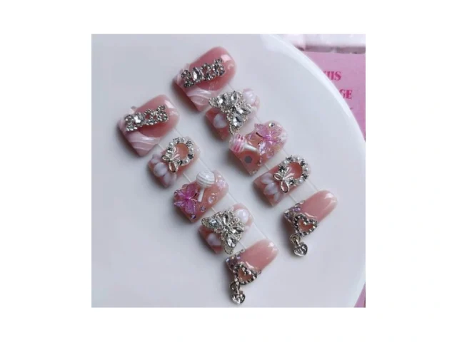 Gleamrain Hand Made Press On Nails Duck Shape Pink… Code