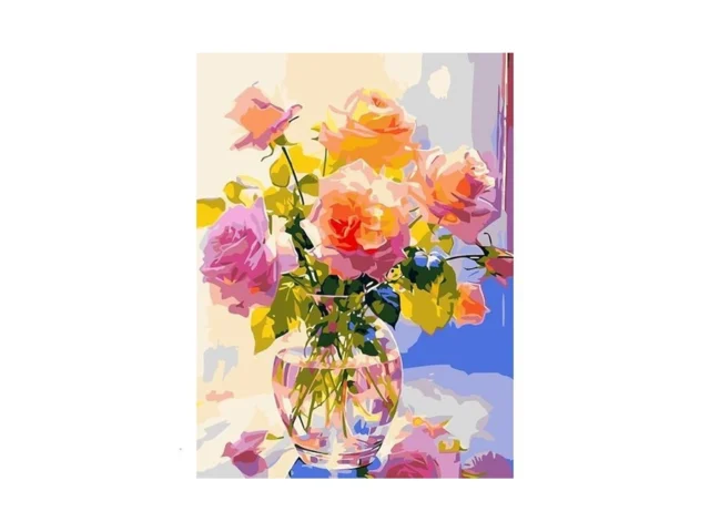 Ekuxom Flowers In Glass Vase Paint By Numbers Kit… Code