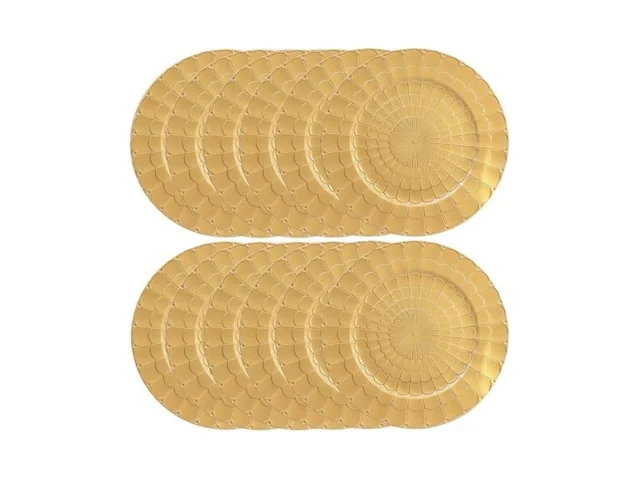 Omuriko Gold Chargers Plates Set Of 12 Plastic… Code