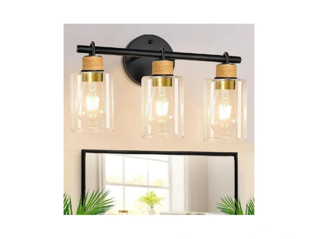 Joylen Bathroom Light Fixtures 3-light Matte Black… Code