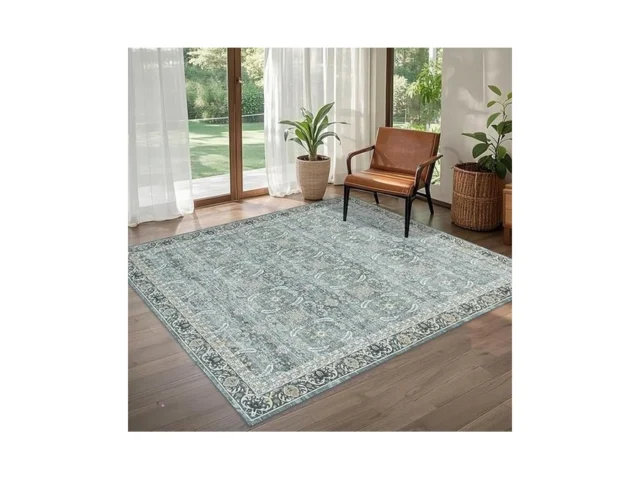 Brevonox Washable Living Room Rug 5×7 Boho Vintage… Code