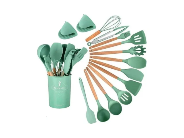 15-piece Silicone Wooden Handle Kitchen Utensils… Code