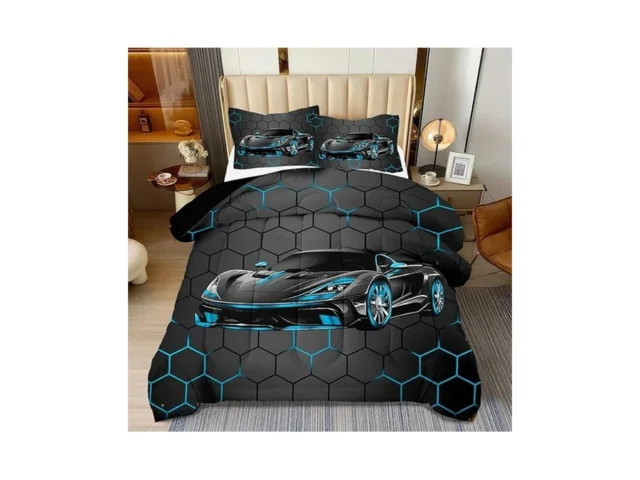 Askotu Race Car Full Boy Bedding Set Blue Sports… Code