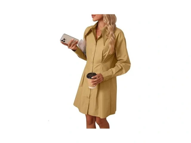 Oukods Womens Button Down Shirt Dresses Cotton… Code