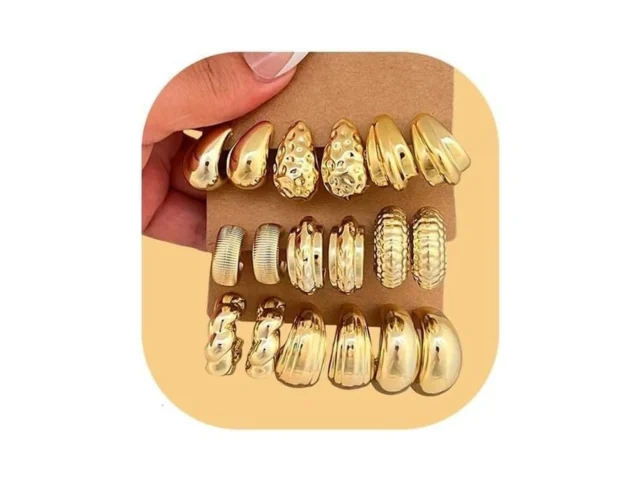 Chunky Gold Hoop Earrings Set For Women Trendy 9… Code
