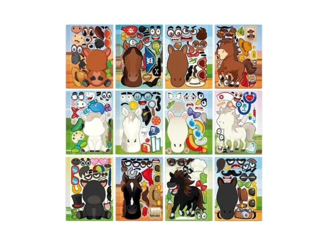 48pcs Horse Stickers For Kids- Make A Horse Face… Code