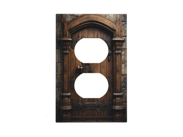 Medieval Castle Door Duplex Outlet Switch Plate… Code