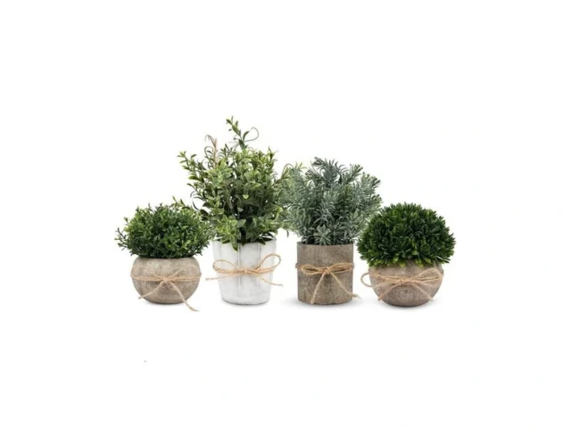 Pengyee 4 Pack Small Fake Plants In White Pulp Pot… Code