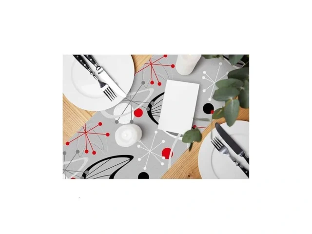 Hosnye Table Runner Retro Atomic Mid Century… Coupon