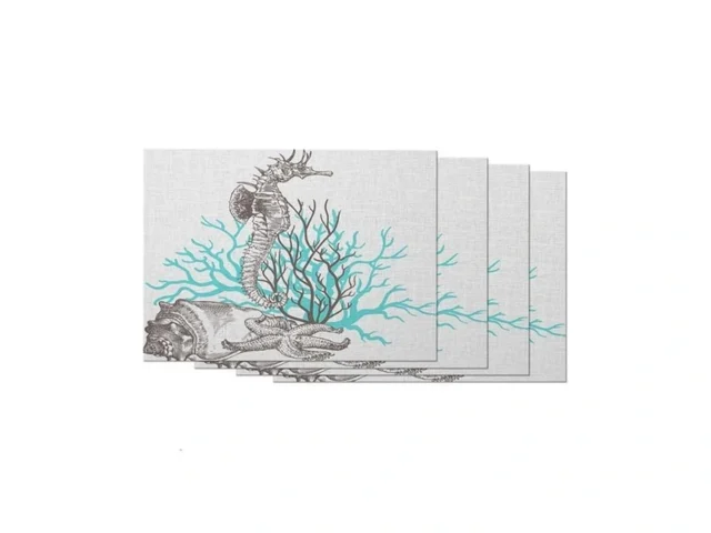 Aoyego Seahorse Seashell Coral Placemats Set Of 4… Coupon