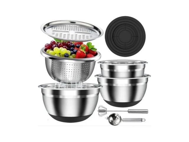 Stainless Steel Mixing Bowls Set With Lids Silicone… Code